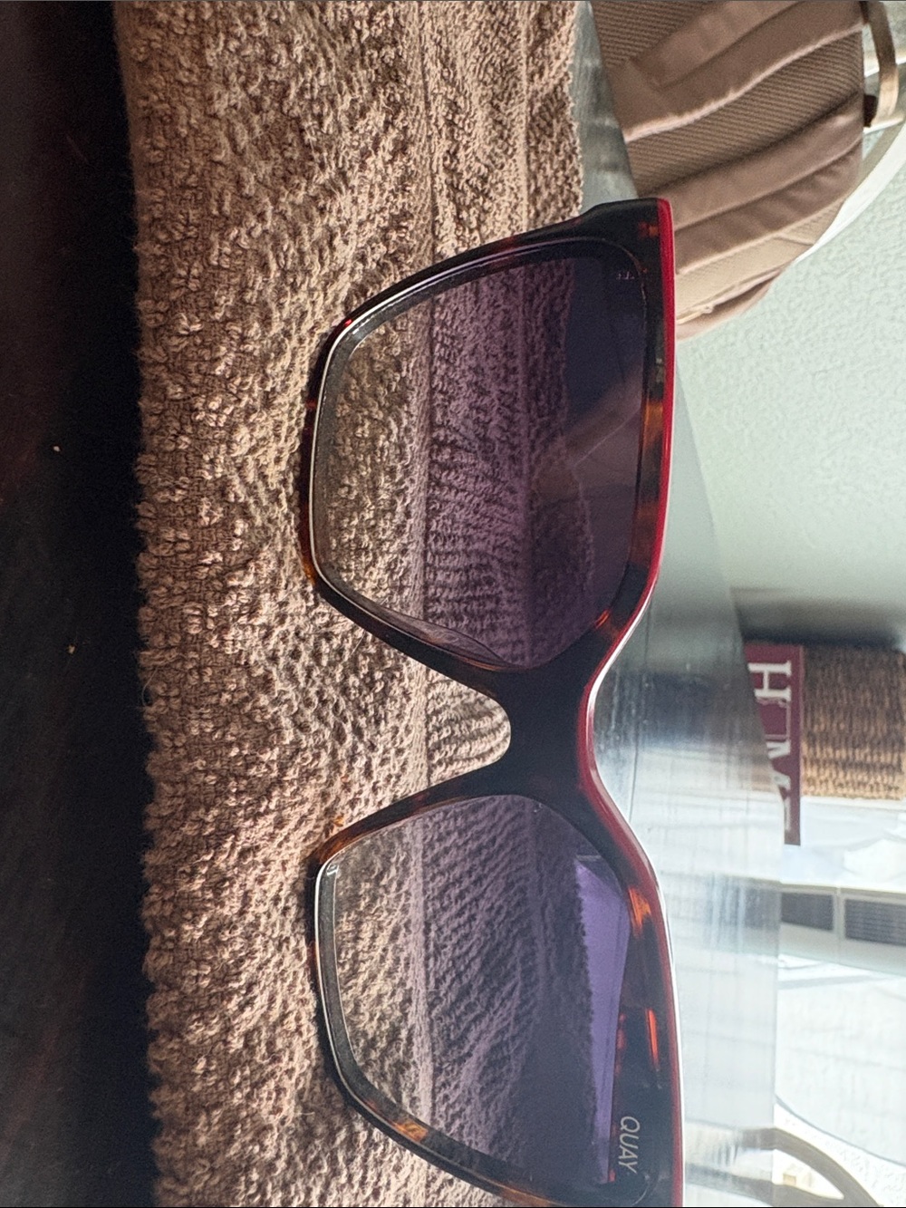 Quay Australia LEVEL UP Oversized Tortoiseshell Sunglasses with Purple Lenses
